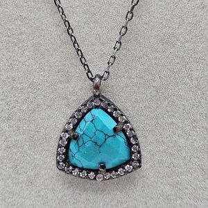 Adornia Turquoise and Diamond Sterling Silver 925 DaintyPendant Necklace